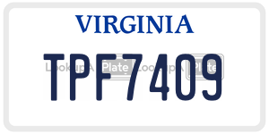 TPF7409 license plate in Virginia