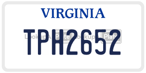 TPH2652  license plate in VA