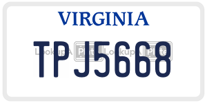 TPJ5668  license plate in VA