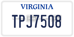 TPJ7508  license plate in VA