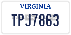 TPJ7863  license plate in VA