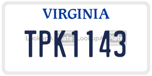 TPK1143  license plate in VA