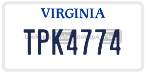 TPK4774  license plate in VA