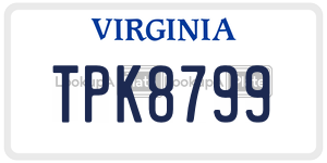 TPK8799  license plate in VA