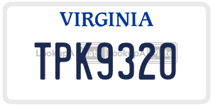 TPK9320  license plate in VA