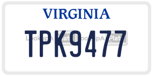 TPK9477  license plate in VA