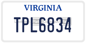 TPL6834  license plate in VA