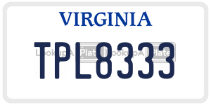 TPL8333  license plate in VA