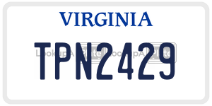 TPN2429  license plate in VA