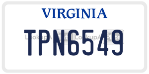 TPN6549  license plate in VA
