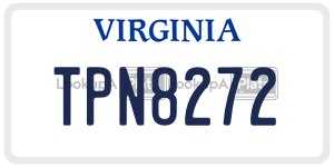 TPN8272  license plate in VA