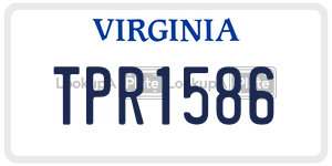 TPR1586  license plate in VA