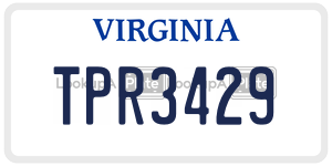 TPR3429  license plate in VA
