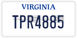 TPR4885 license plate in Virginia