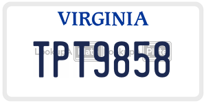 TPT9858  license plate in VA