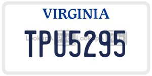 TPU5295  license plate in VA
