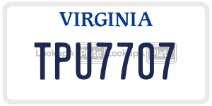 TPU7707  license plate in VA