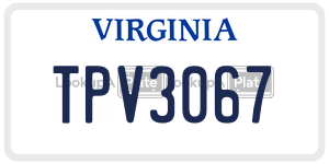 TPV3067  license plate in VA