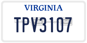 TPV3107 license plate in Virginia