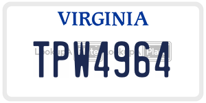 TPW4964  license plate in VA