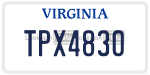 TPX4830  license plate in VA