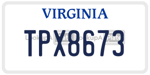 TPX8673  license plate in VA
