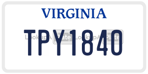 TPY1840 license plate in Virginia
