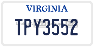 TPY3552  license plate in VA