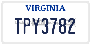 TPY3782  license plate in VA