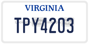 TPY4203  license plate in VA