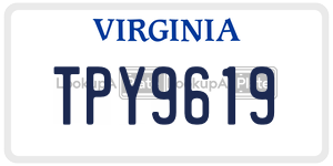 TPY9619  license plate in VA