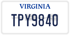 TPY9840  license plate in VA