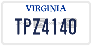 TPZ4140  license plate in VA