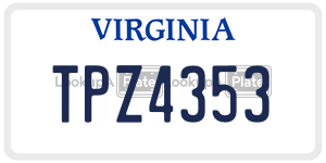 TPZ4353  license plate in VA