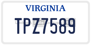TPZ7589  license plate in VA
