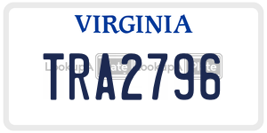 TRA2796  license plate in VA