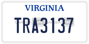 TRA3137 license plate in Virginia