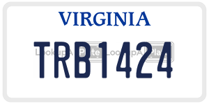 TRB1424 license plate in Virginia