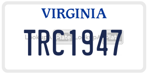 TRC1947  license plate in VA
