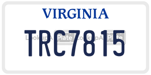 TRC7815  license plate in VA