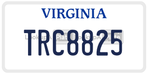 TRC8825  license plate in VA