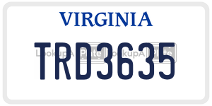 TRD3635  license plate in VA