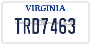 TRD7463  license plate in VA