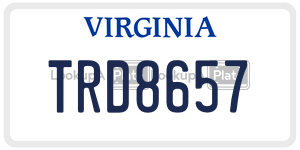 TRD8657  license plate in VA