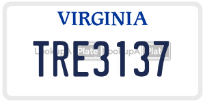TRE3137 license plate in Virginia