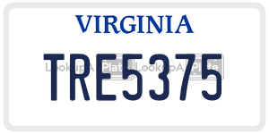 TRE5375  license plate in VA