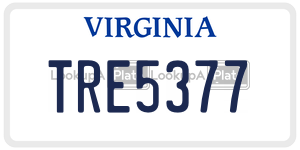 TRE5377 license plate in Virginia
