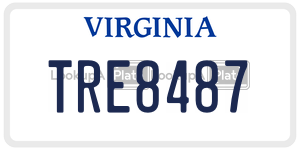 TRE8487  license plate in VA