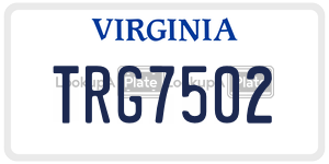 TRG7502 license plate in Virginia
