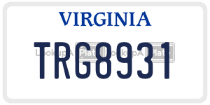TRG8931  license plate in VA